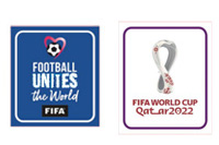 2022 Qatar World Cup Purple & Football Unites The World Blue Badges